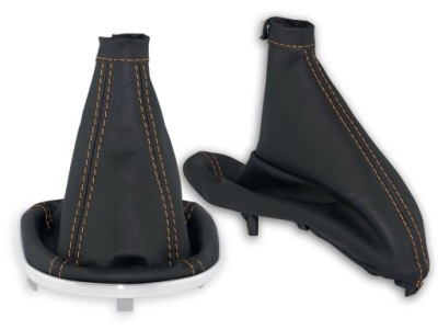 Alfa romeo 147 fl 2004-2010 комплект чохли важеля czarna шкіра нитки бежеві фото №1