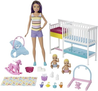 Barbie Barbie Nursery Playset with Skipper Babysitters Inc, Doll, 2 Baby Do