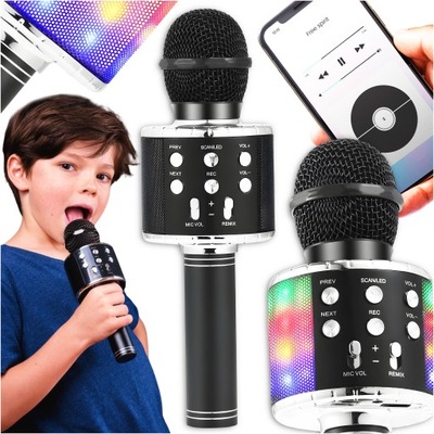MIKROFON BEZPRZEWODOWY DLA DZIECI KARAOKE GLOSNIKI ODTWARZACZ BLUETOOTH LED