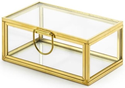 Pudełko na obrączki szklane złote 9x5,5x4cm