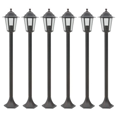 Lampy ogrodowe, 110 cm, E27, aluminium, 6 szt., br