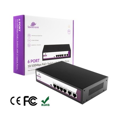 SWITCH 6-portowy 100Mbps POE 65W SP-SF1006P