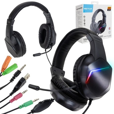 Słuchawki gamingowe dla graczy mikrofon LED RGB PC