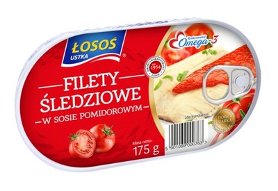 Filety Śledziowe w pomidorach 175g Łosoś Ustka