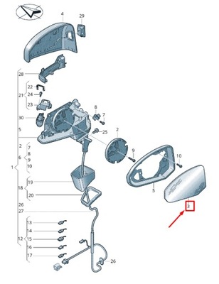 Audi q3 f3 передняя часть left door mirror glass 81a857535h фото №1