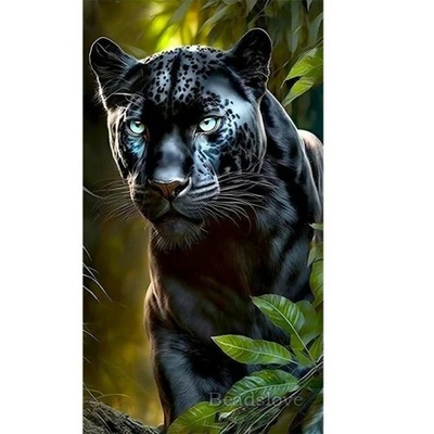 Obraz diamentowy Duża dżungla pantera haft kot lampart d