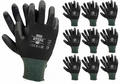 Rękawice robocze / Czarne / RTEPO_BB - 10 par (9 - L) REIS