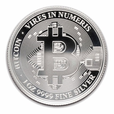 BITCOIN 1 OZ SREBRNA MONETA 1 UNCJA 2$ NIUE 2022