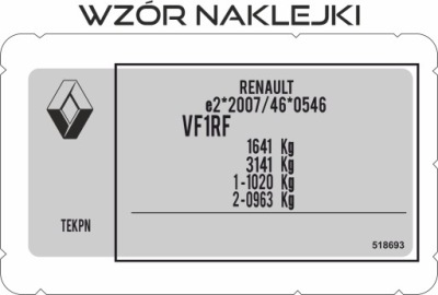 Наклейка табличка ідентифікаційна renault фото №1