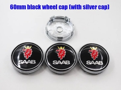 SAAB 60 BLACK4PCS 56 MM 60 MM SAAB 9-3 LOGOTIPO CAR CENTER CENTER HUB CAP AUTO  