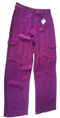Primark spodnie fiolet atŁasowe cienkie długie 38