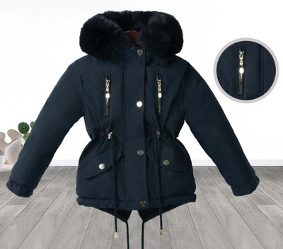 zimowa KURTKA DZIEWCZĘCA * granatowa ** PARKA ** 116/122 cm