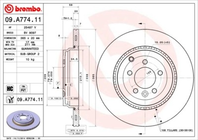 BREMBO 09.A774.11 ДИСК ТОРМОЗНОЙ