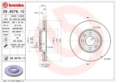 BREMBO 09.9078.11 ДИСК ТОРМОЗНОЙ