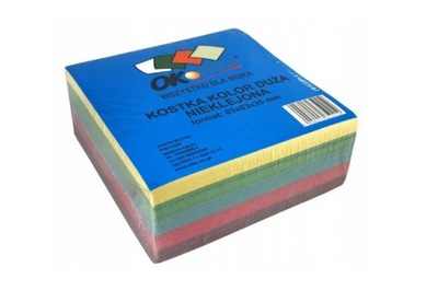 Kolorowa Kostka notesowa, klejona 83 x 83 x 35 mm
