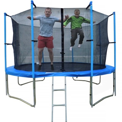 TRAMPOLINA 312 CM PODWÓJNE NOGI DRABINKA HAKI.