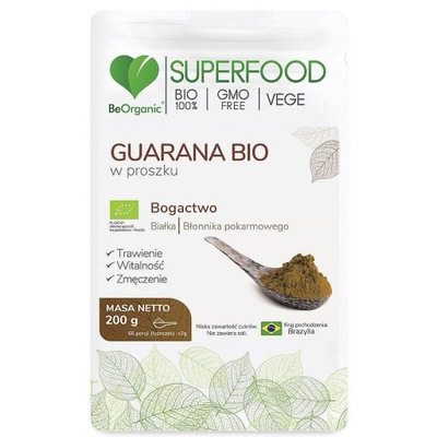 BIO Guarana w proszku 200g BeOrganic