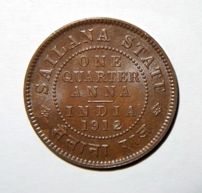 SAILANA STATE 1/4 ANNA 1912