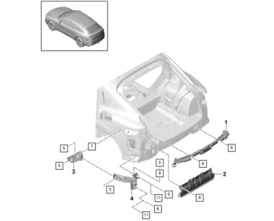 Element направляющая бампер porsche cayenne 9y3807405 фото №1