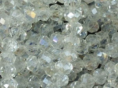 Szklane oponki fasetowane kryształ AB 6x5-sznur
