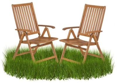Krzesła Ogrodowe Składane Drewniane Komplet 2 Sztuki Akacja Egzotyczna