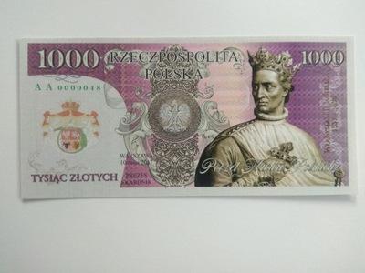 1000 ZŁOTYCH WŁADYSŁAW II JAGIEŁŁO STAN UNC