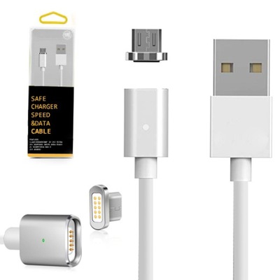 Magnetyczny Kabel Przewód microUSB 100cm srebrny