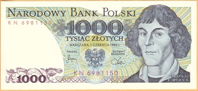1000 złotych Kopernik 1982 seria KN stan I-