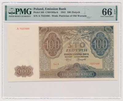5204. 100 zł 1941 - A - PMG 66 EPQ