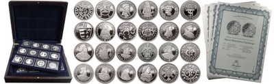 Kolekcja, najważniejsze srebrne monety polskie, komplet 24 sztuk, SREBRO