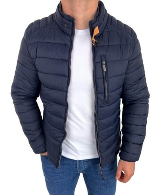 Granatowa pikowana kurtka meska slim fit 179-26 L