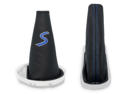 Mini cooper s r56 автоматична коробка передач комплект чохли важеля czarna шкіра вишивка granatowy фото №1