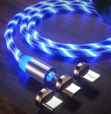 Kabel Aptel USB - USB typ C / microUSB / Lightning 1 m niebieski