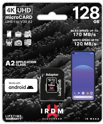 Karta pamięci GOODRAM IRDM 128GB U3 A2 + adapter