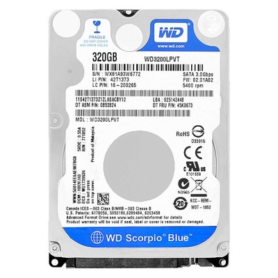 Dysk WD 320Gb WD3200LPVT 5,4K 8Mb Sata II 2,5''