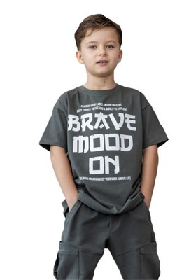 Tshirt khaki BRAVE MOOD ON All For Kids 152 158
