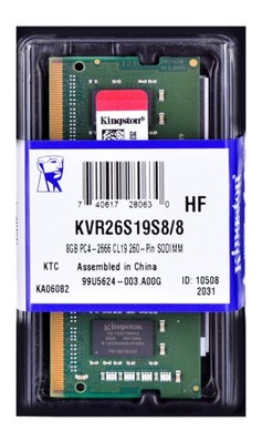 Pamięć Kingston KVR26S19S8/8 (DDR4 SO-DIMM; 1 x 8 GB; 2666 MHz; CL19)