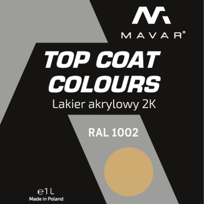 LAKIER АВТОМОБИЛЬНЫЙ, FARBA AKRYLOWA RAL 1002 ГЛЯНЕЦ 1L