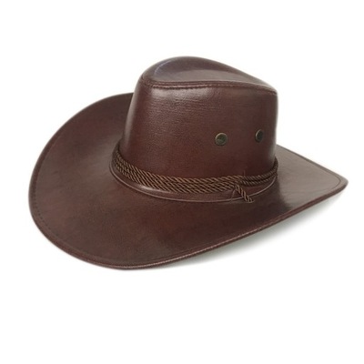 Zachodni kapelusz kowbojski imitacja skóry błyszcz