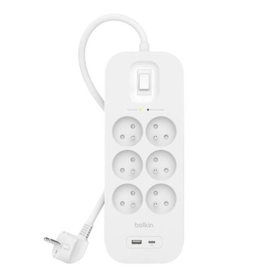 Listwa przeciwprzepięciowa SurgePlus 6xFR 1xUSB-A