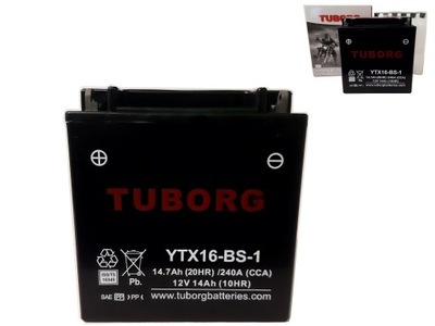 АККУМУЛЯТОР TUBORG AGM YTX16-BS-1 12V 14AH 240A ЗАМЕНИТЕЛЬ YUASA VARTA EXIDE