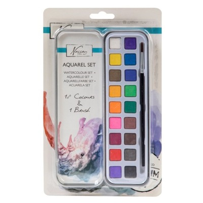 Aquarel zestaw 18 kolorów + 1 pędzelek w puszce GRAFIX