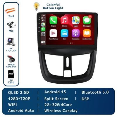 NAVEGACIÓN GPS PARA PEUGEOT 207 2006-2015 RADIO DE AUTOMÓVIL BEZPRZEWODOWE CARPLAY DSP RDS  