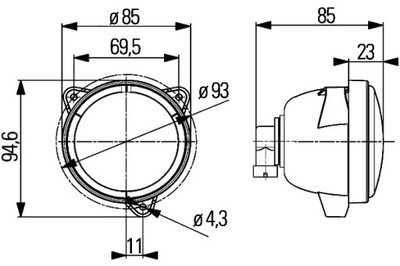 HELLA FARO EN FUNCIONAMIENTO H9 HALÓGENO 12V 65W DL. 85MM WYS. 95MM SZER. 85MM  