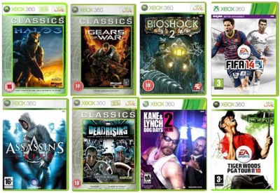 Zestaw HALO / Gears Of War / Bioshock / FIFA XBOX 360 8-GIER