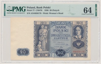 9083. 20 zł 1936 - AN - PMG 64