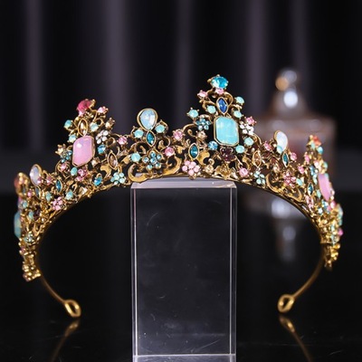 tiara Barokowy kolorowy kryształ Rhinestone kamień
