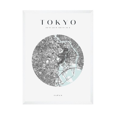 Plakat Mapa miasta Tokyo Japonia Azja Tokio koło 50X70 cm + ramka biała