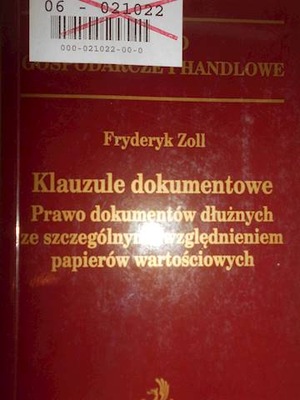 Klauzule dokumentowe Prawo dokumentów dłużnych ze