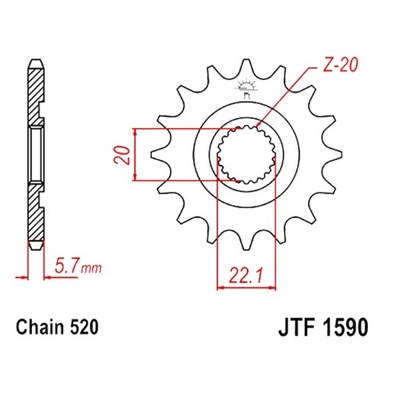 ENGRANAJE PARTE DELANTERA 12Z 520 YAMAHA YZ 250/125 2001-2020  